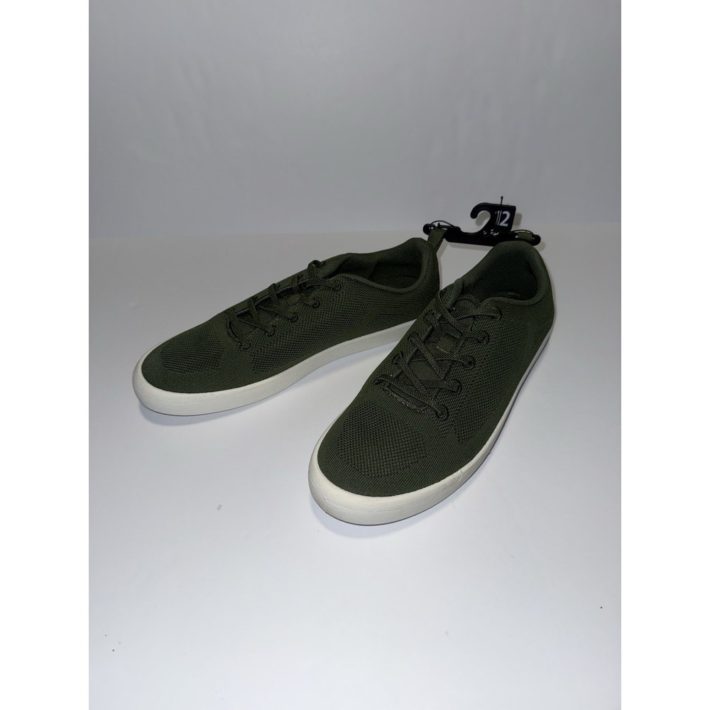 George Men Sneakers Olive Green 12 Lace Casual Shoes Slip On Grip Knit NWT